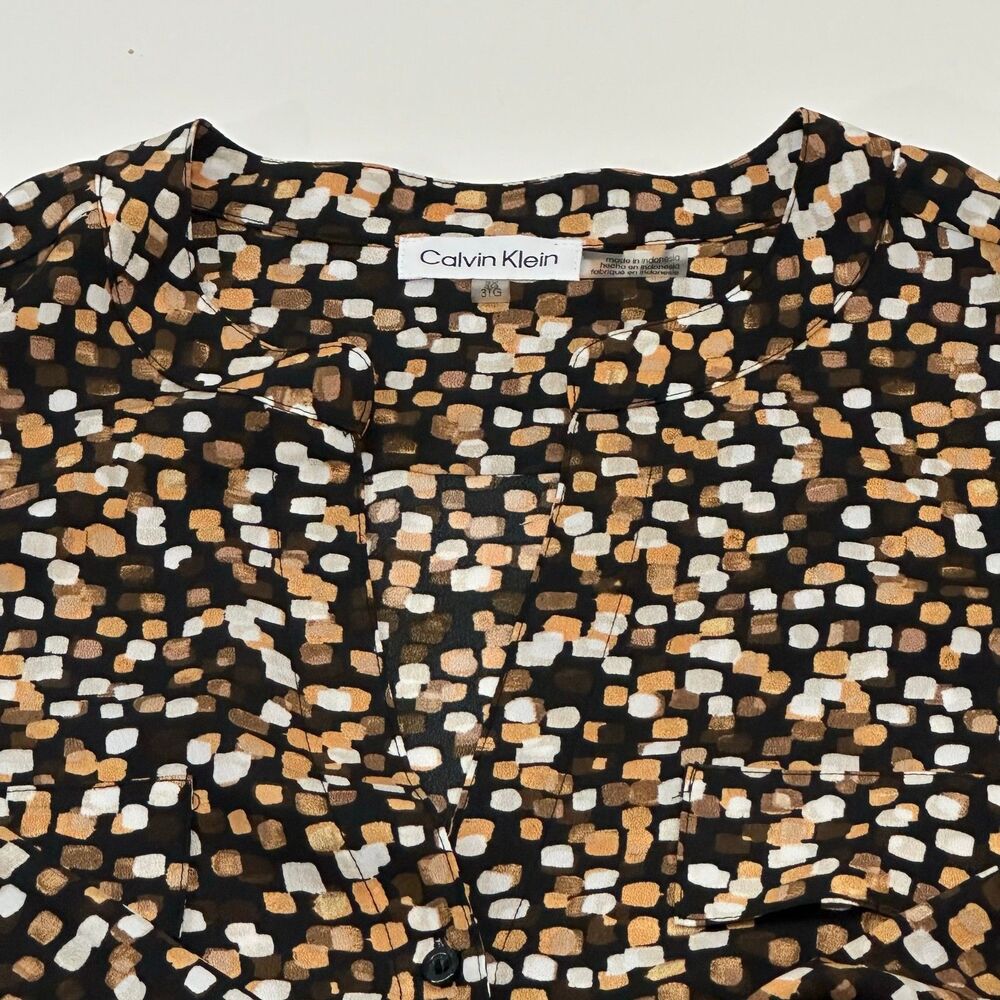 Calvin Klein Women's Blouse Black Brown White Size 3XL